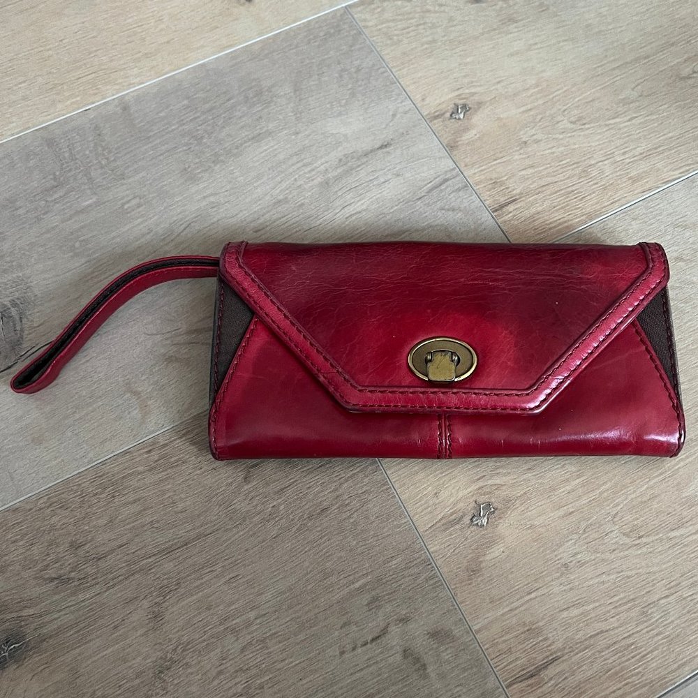HOBO Red and Brown Wristlet Wallet